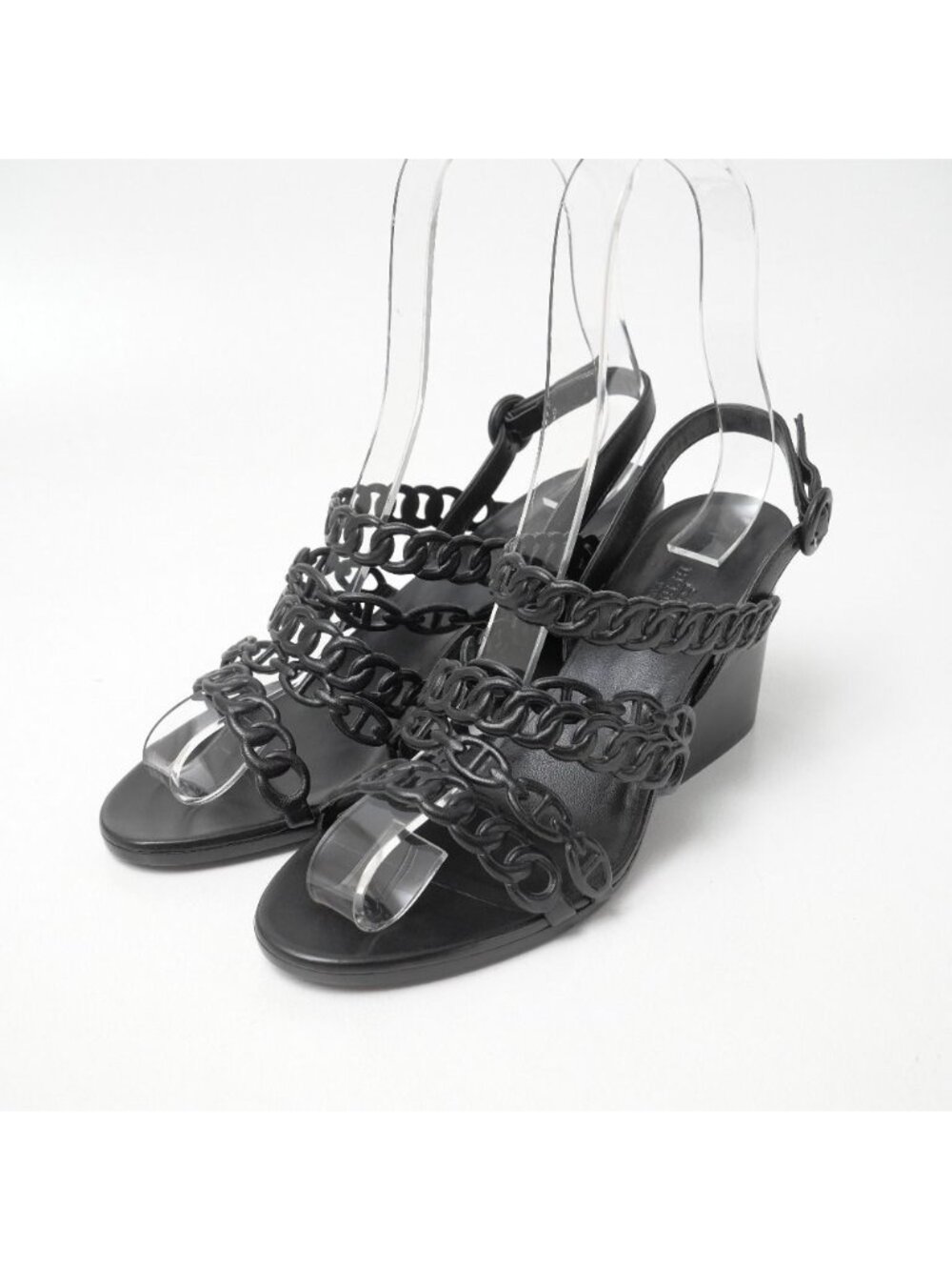 Hermes Romanzo Sandals Chaine D'ancre Strap Wedge Sole RB